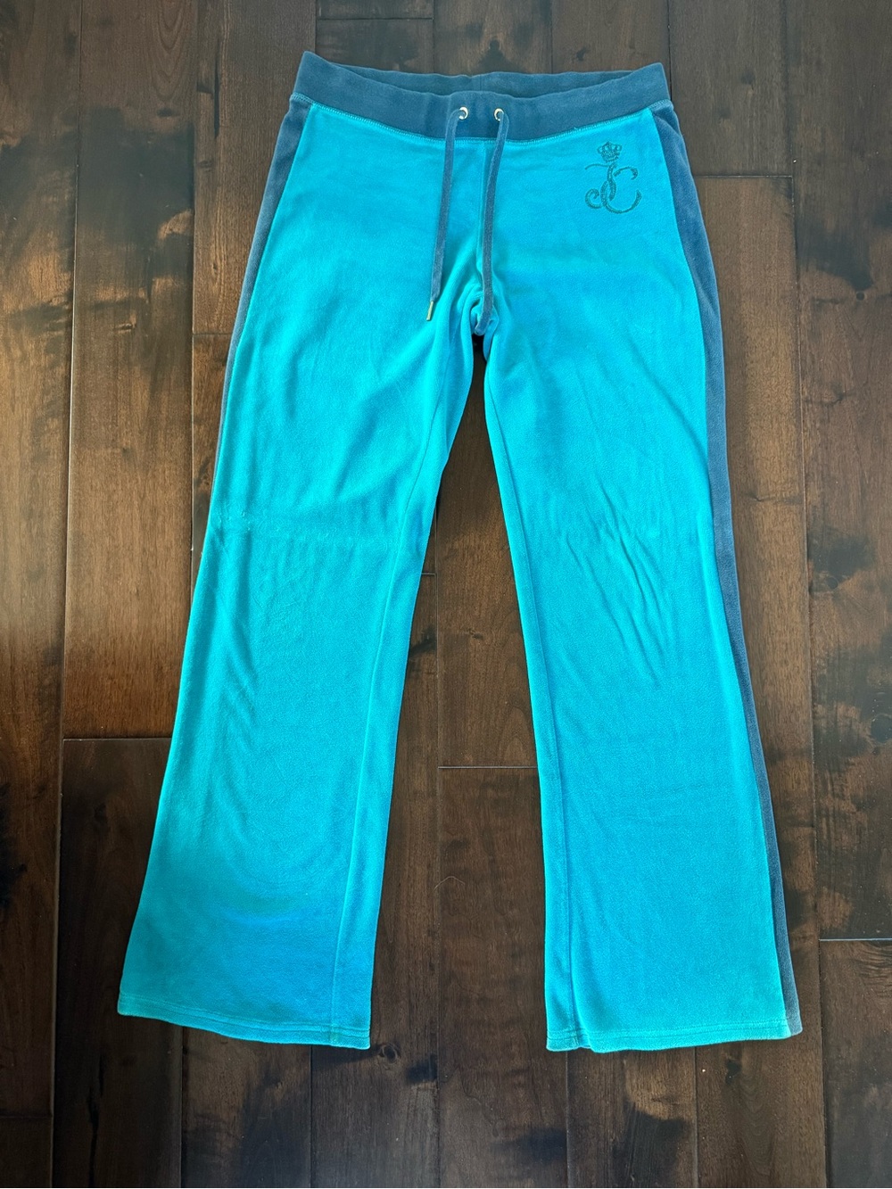 Juicy Couture Teal Velour Lounge Pants with Dark Teal Waistband